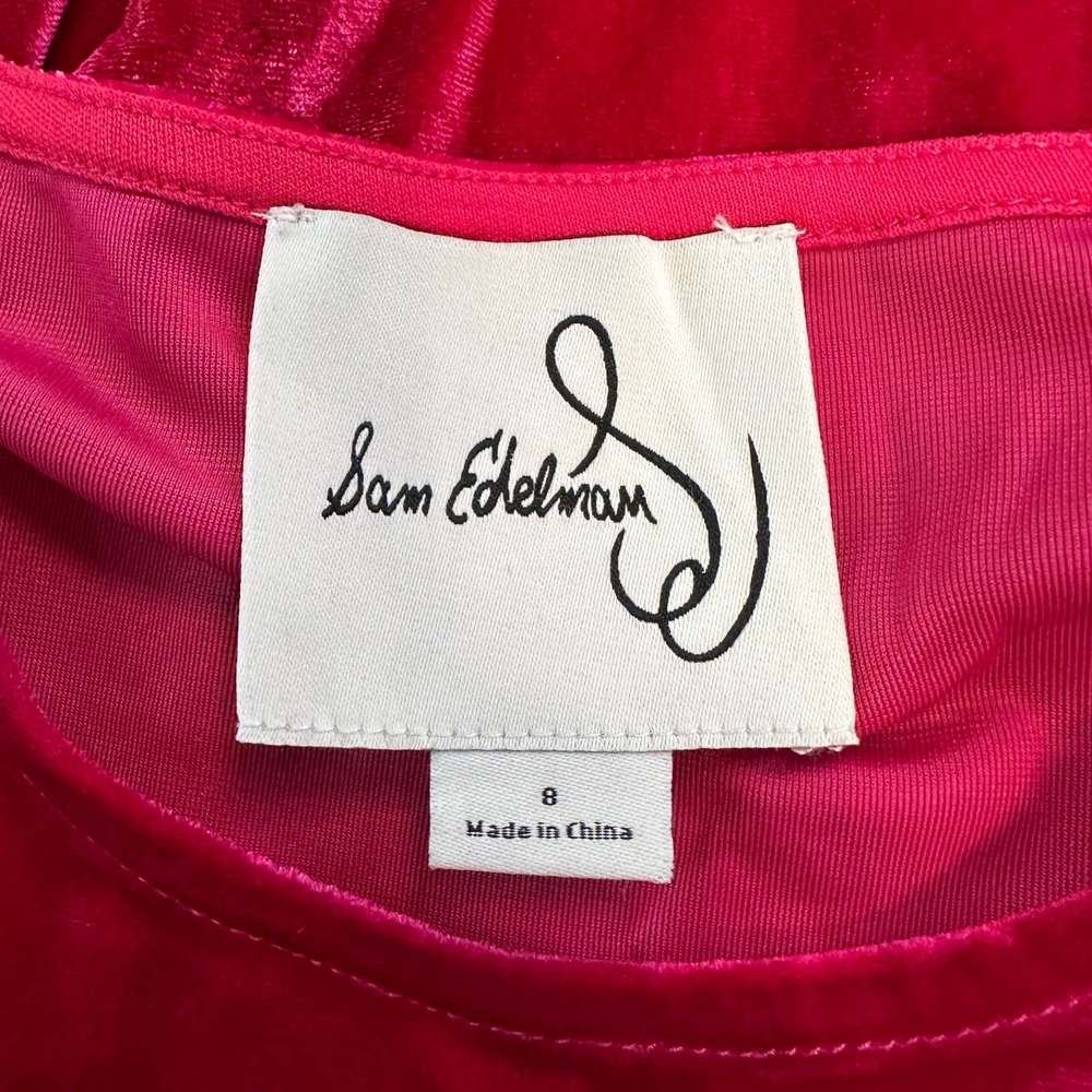 SAM EDELMAN Pink Velvet Long Sleeve Bodycon Midi Dress Front Slit Party NYE | 8 - Picture 10 of 13